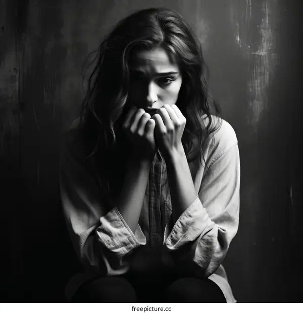 Portrait of a Worried Young Woman