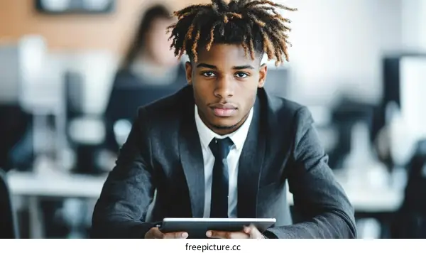 Focused Business Professional in Office Setting