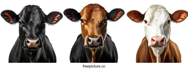 [Transparent Background PNG]Three Cows Portrait Close Up
