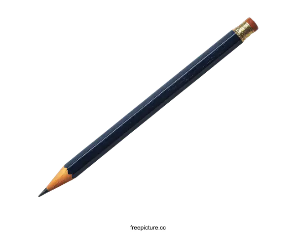 [Transparent Background PNG]Single Dark Blue Pencil on White Background