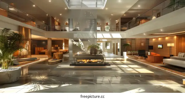 Spacious Double-Height Living Room in Luxury Villa