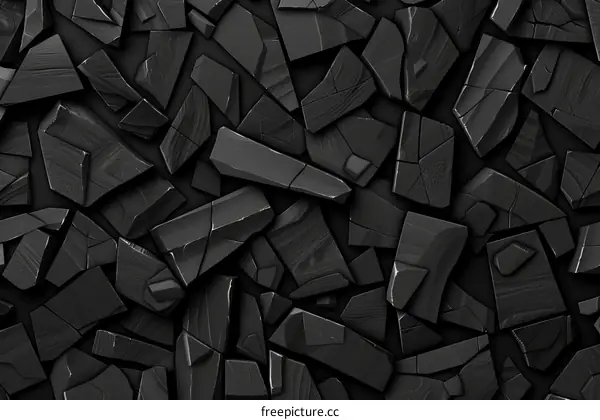 Black abstract background with sharp stone pieces
