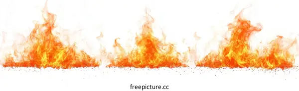 Isolated Flames against a White Background