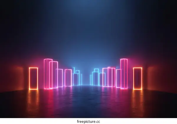Neon Cityscape Abstract Illustration