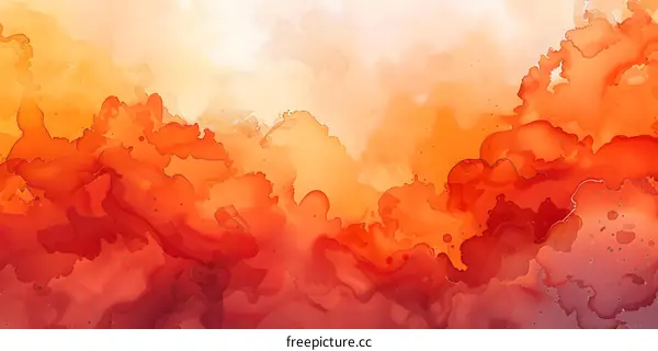 Abstract painting with vibrant red and orange colors