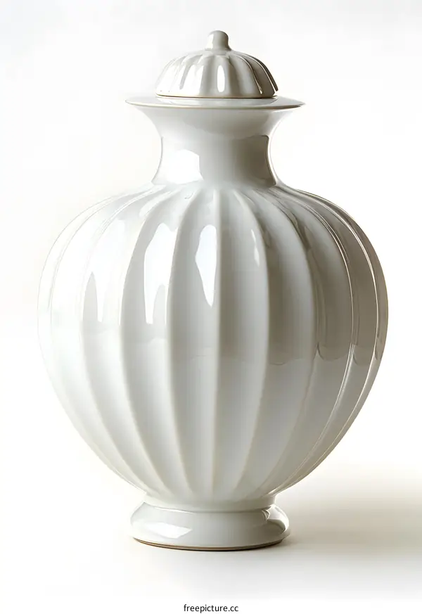 White Porcelain Vase with Lid