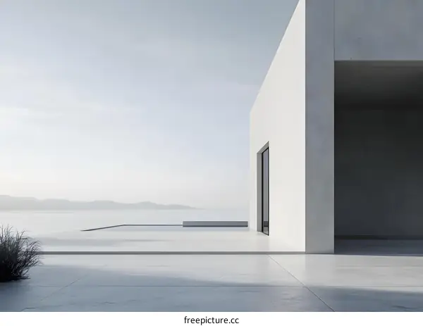 Minimalist Modern Home Architecture with Pool and Sea View