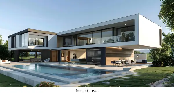 Modern House with Swimming Pool and Landscape Design