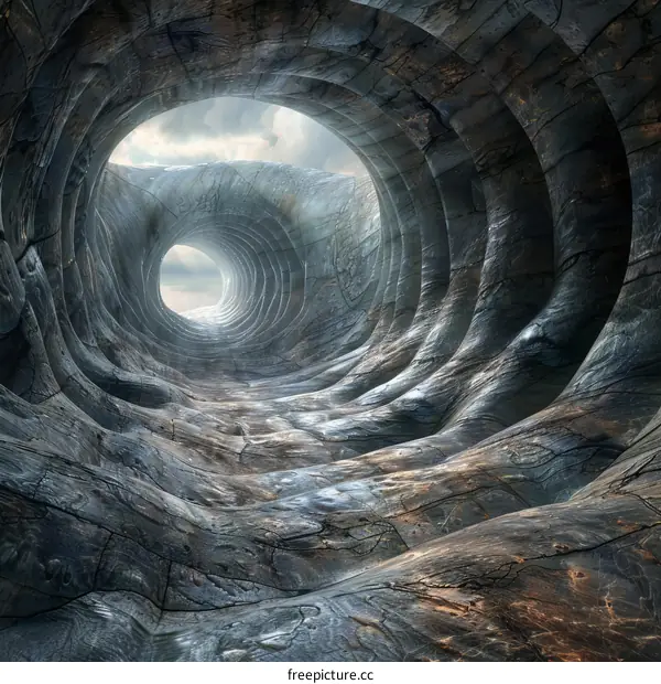 Mystical Stone Tunnel with Light at the End