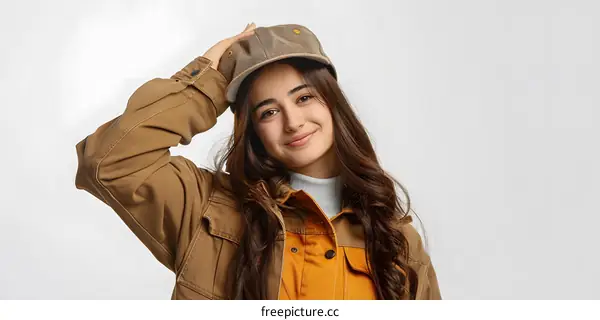 Young Woman in a Cap and Jacket
