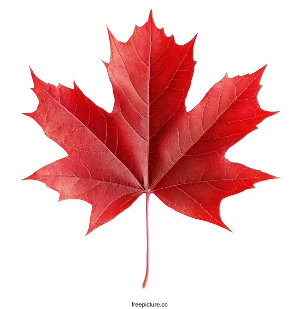 [Transparent Background PNG]Vibrant Red Maple Leaf Close-up