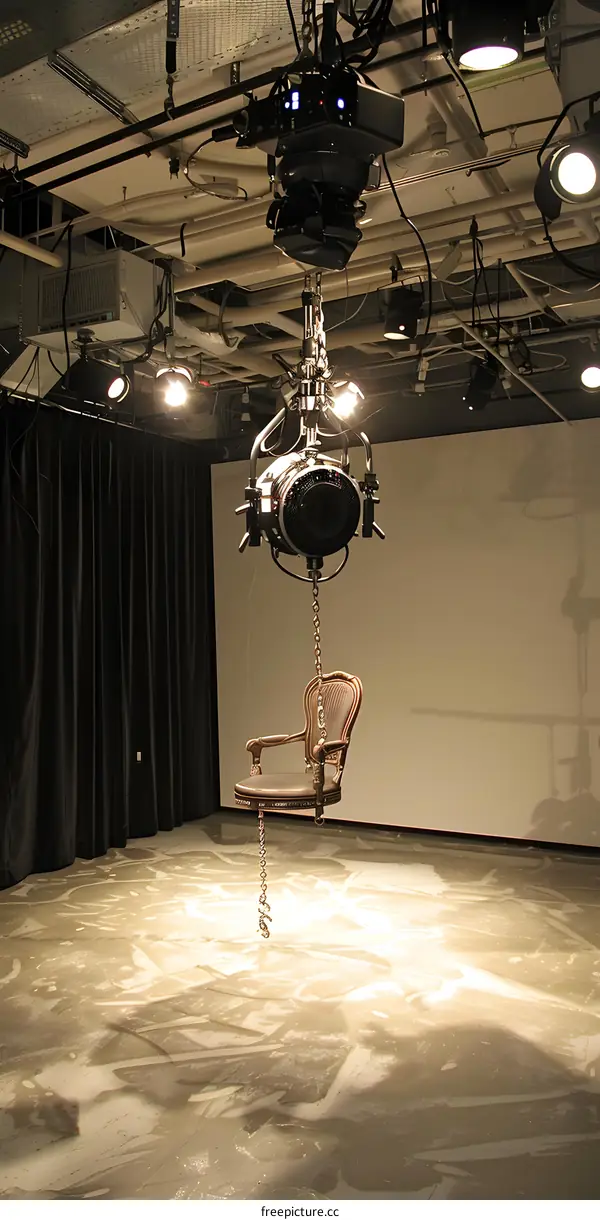 Studio Lighting Setup with Suspended Chair