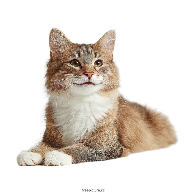 [Transparent Background PNG]Adorable Kitten Lying on a White Background