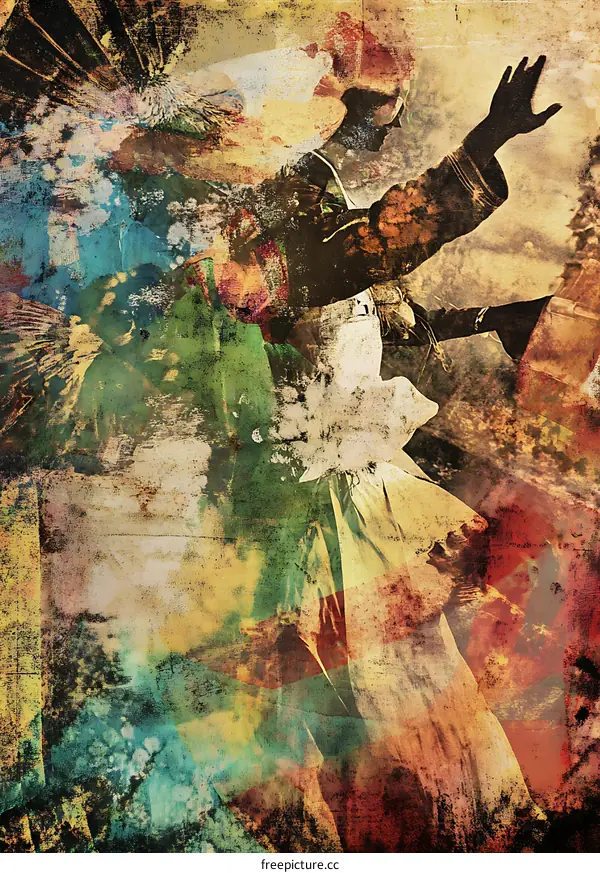 Abstract Painting of a Person with Wings