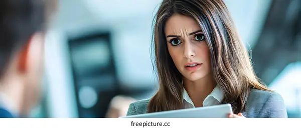 Woman Looking At Tablet In Disbelief