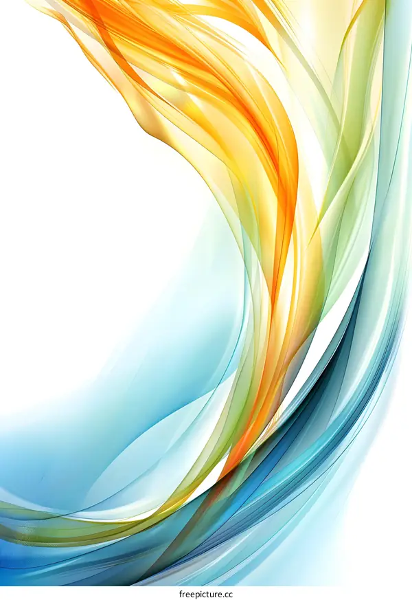 Abstract Background with Wavy Lines in Yellow Blue and Green Colors