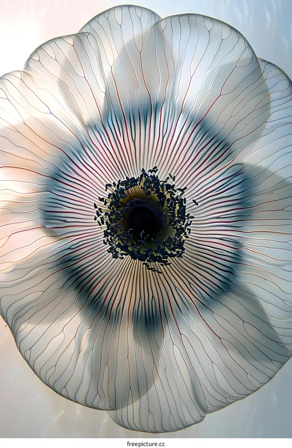 Delicate Details of a White Poppy Flower