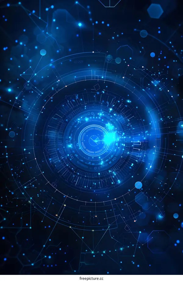 Blue technology background with circles and lines