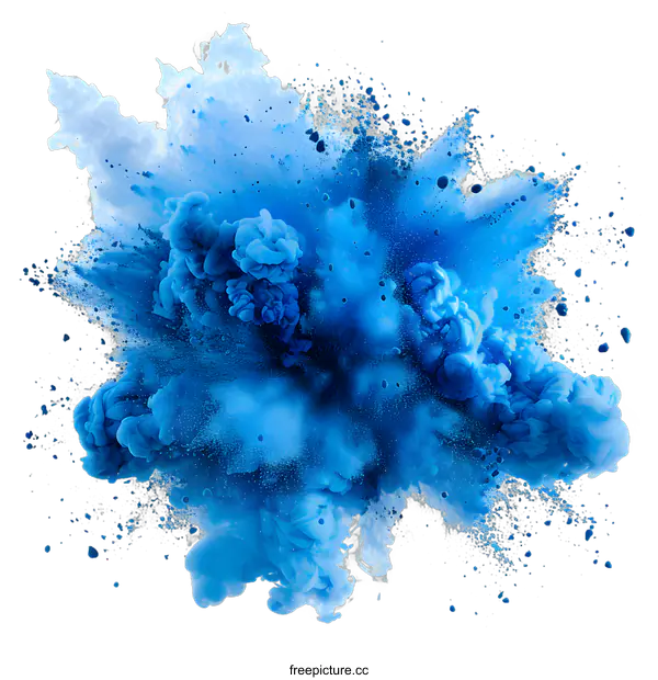 [Transparent Background PNG]Blue explosion of paint in water