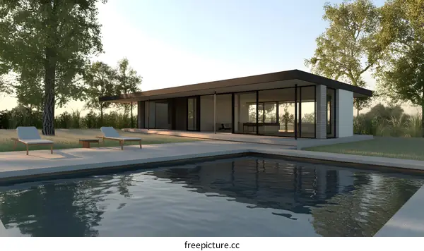 Modern House with Swimming Pool and Patio Design