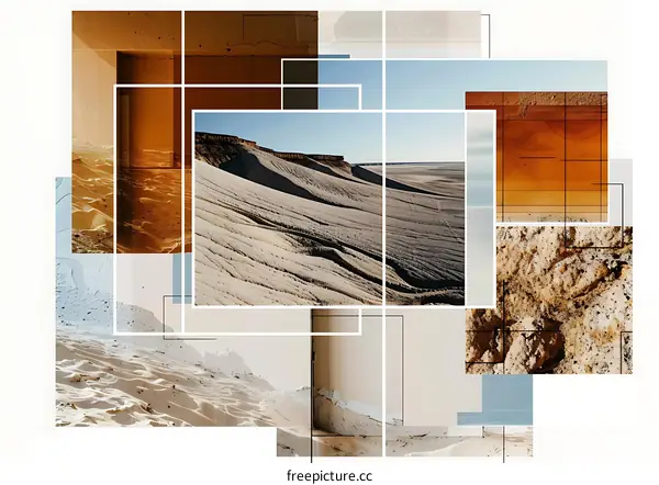 Abstract Collage of Sand Dunes in Desert Landscape