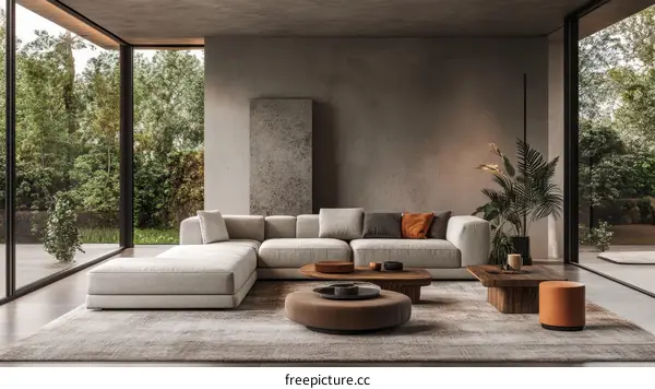 Modern Living Room Design with Large Windows