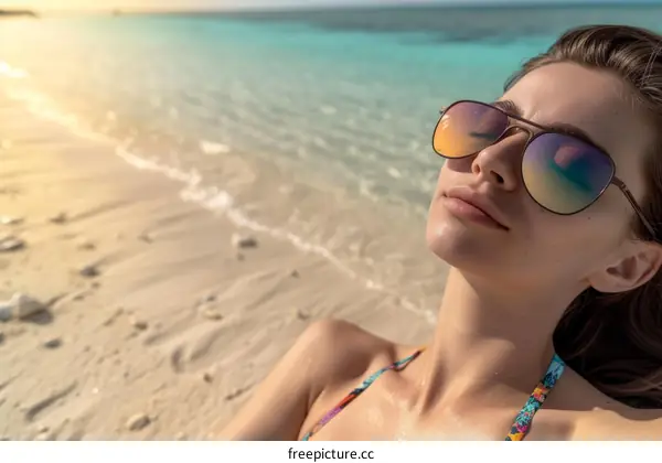 Sunbathing on a Tropical Beach