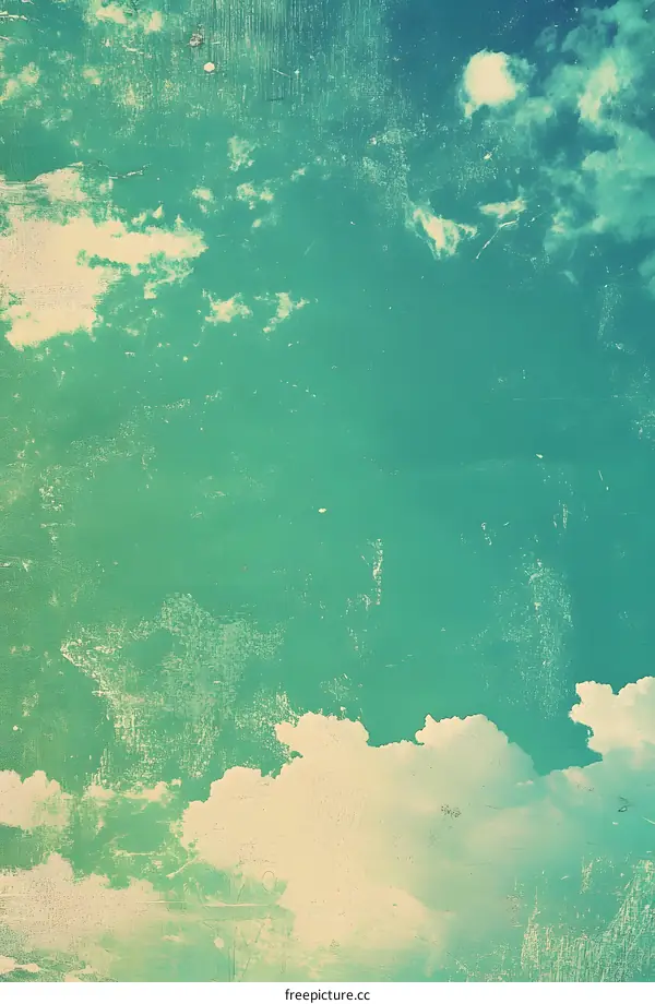 Vintage Green and White Clouds Sky Background