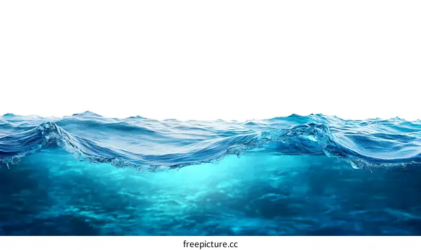 Ocean Water Surface and Underwater View
