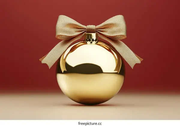 Golden Christmas Ornament with Ribbon