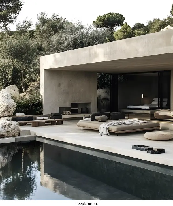 Modern Minimalist Concrete Home with Pool