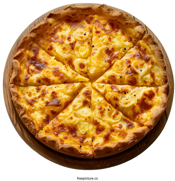 [Transparent Background PNG]Delicious cheese pizza on wooden board
