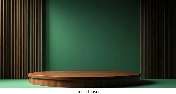 Modern Wooden Podium Display Against Teal Background
