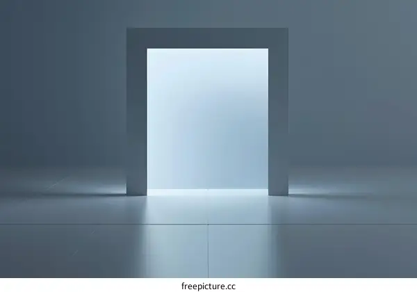 Modern Minimalist 3D Illustration of a Doorway with a Bright Light