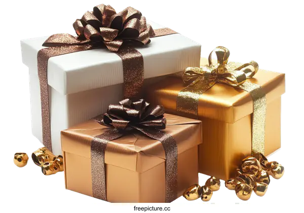 [Transparent Background PNG]Three Gift Boxes with Festive Decorations