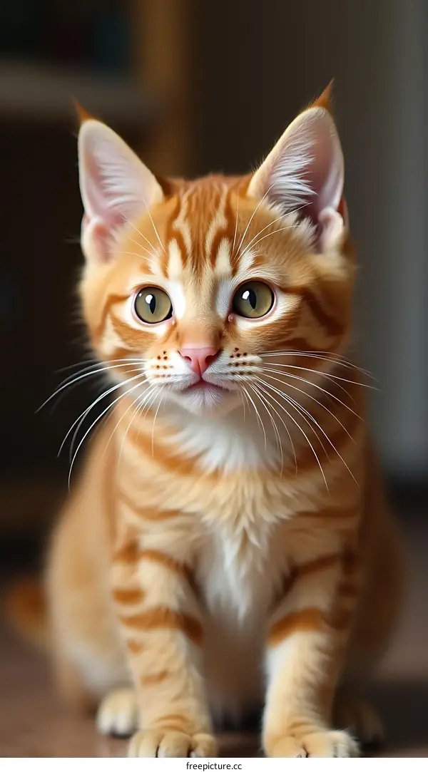 Cute Orange Tabby Kitten Sitting