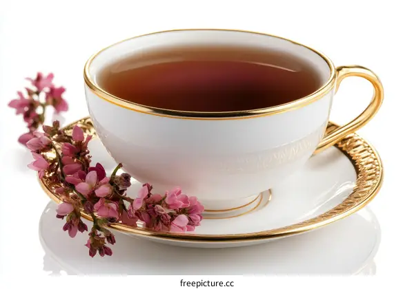 Elegant Teacup with Pink Flowers