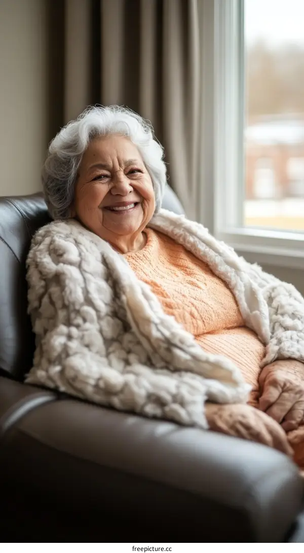 Elderly Woman Relaxing in a Chair