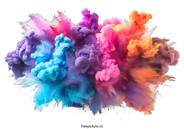 [Transparent Background PNG]Colorful powder explosion on white background