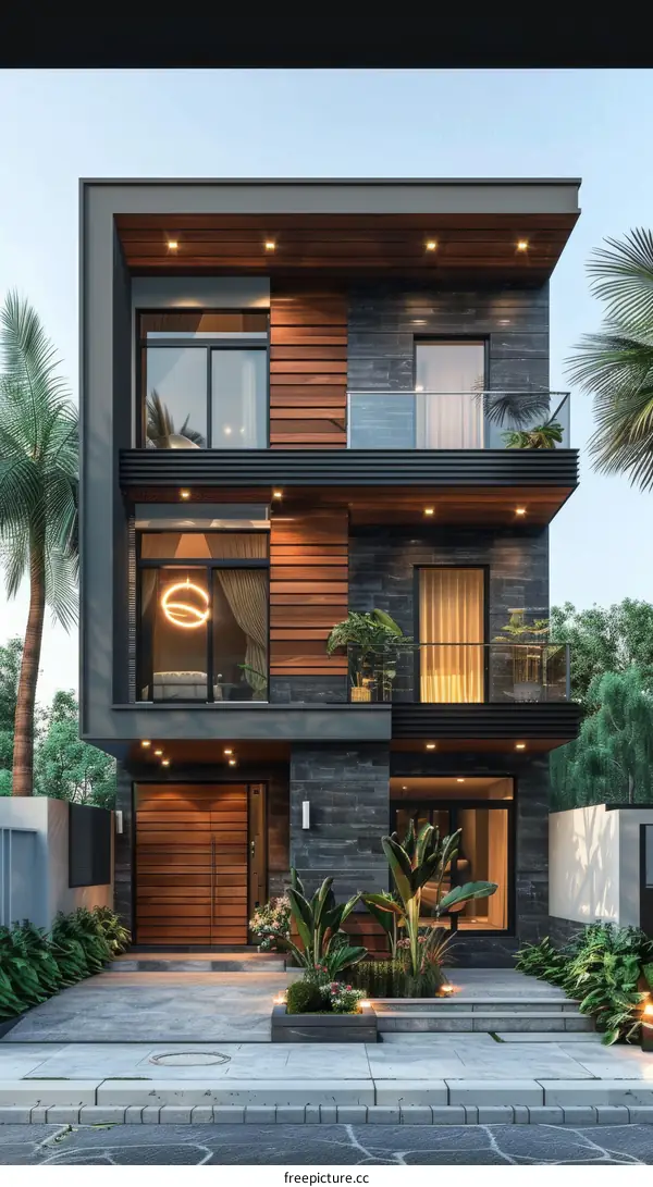 Modern Three Story Home Exterior Design