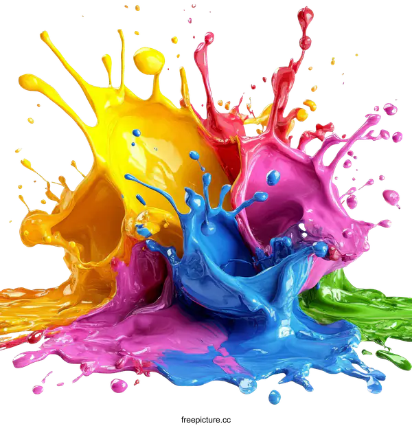 [Transparent Background PNG]Colorful Paint Splatter Abstract Art