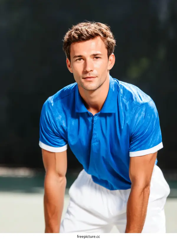 Tennis Player Posing on Court