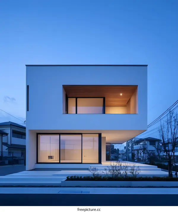 Modern Minimalist House with Large Windows and Wooden Accents