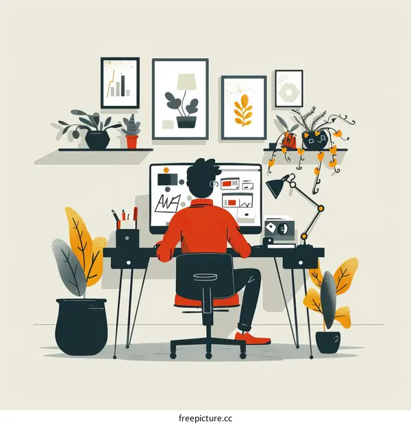 A person sitting at a desk in an office