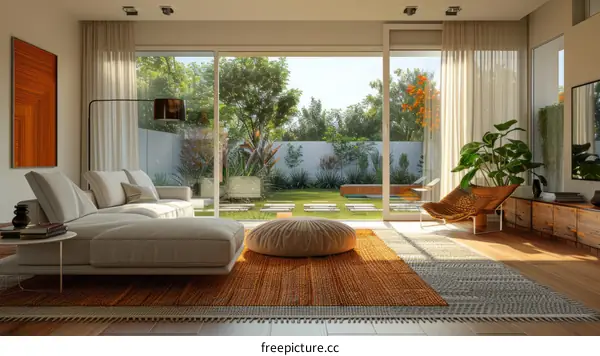 Spacious Modern Living Room with Garden Views