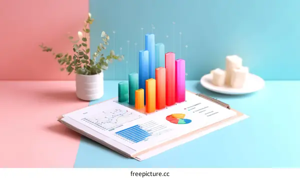 Colorful Business Growth Charts on Clipboard