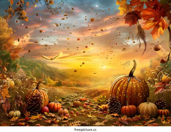 Pumpkin Field in Autumn