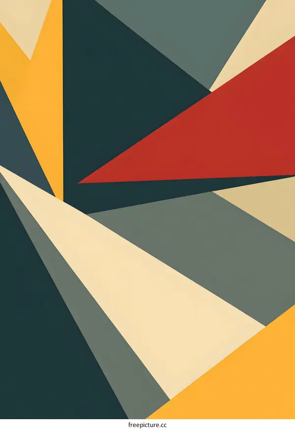 Abstract Geometric Background With Yellow, Red, Green and Beige Colors