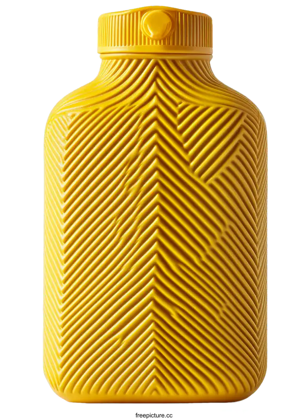 [Transparent Background PNG]Mustard Yellow Water Bottle with Zigzag Pattern