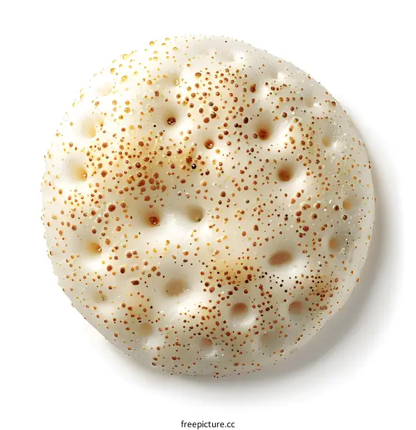 Top view of a crumpet
